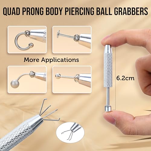 14G/16G Piercing Ball Grabber Tool for Changing Jewelry Thread Septum Balls - size: 14G