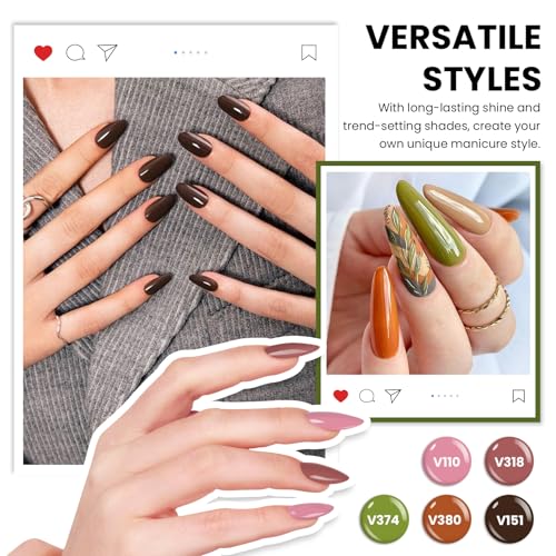 VANREESA Gel Nail Polish Kit with U V Light 53 Pcs Gel Polish Nail Set 36 Popular Colors Nail Polish Set with Base and 4 Effects Top Coat with Manicure Tools Complete Nail Kit Gifts for Women Girls - color: Fall Reverie