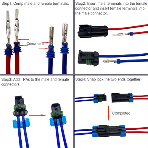 14-12AWG 1/2/4 Pin Waterproof Weather Pack Connector Kit with Crimping Tool - color: 1-2-4pin/12kit With Crimper