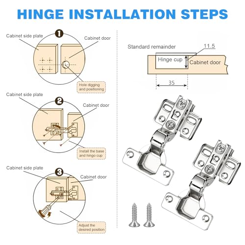 4 Pack Soft Close Cabinet Hinges 35mm, Inset Hinge for Kitchen - size: 35 mm