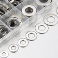 Linkup 550 Pcs SAE Flat washers for Screws for Bolts 2# 4# 6# 8# 10# 12# 3/16'' 1/4'' 5/16'' 3/8'' 7/16'' 1/2'',(18-8) 304 Stainless Steel washers Assortment kit, ANSI/ASME B18.22.1 Metal Washers Set - size: SAE 550pcs set