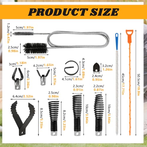 11-Piece Drain Cleaners Drill Attachments Set, 8-Piece Drain Cleaner Combination Cutter Heads with Pipe Brushes & Clog Removers