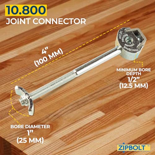 Zipbolt Joint Connector for Countertops and Butcher Blocks, 5 Pack, 10.800