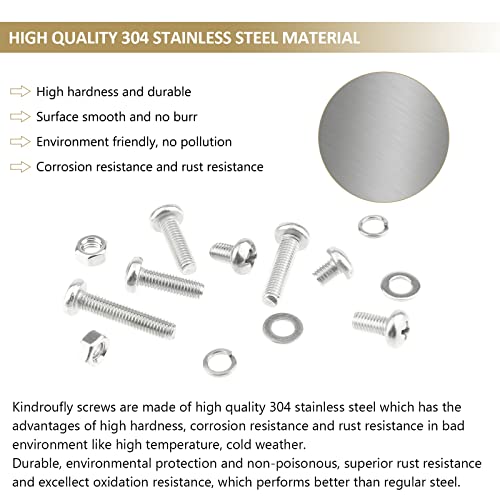 212 Pieces M5 x 6/8 /12/16 /20/25 /30mm Phillips Pan Head Machine Screws Nuts Washers Assortment Kit, 304 Stainless Steel, Fully Machine Thread - size: M5, style: Phillips Pan Head
