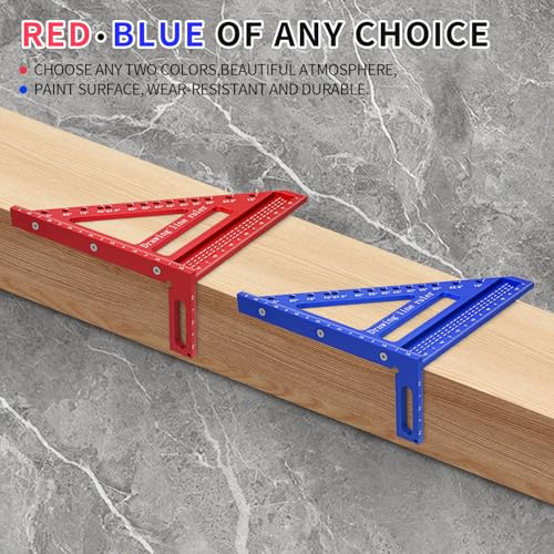 Large Carpenter Square 8.42" x7.67 Precision Woodworking Tools 15-90 Degree Versatile 3D Multi-Angle Square with Angle Pin for Woodworking,Engineering and Construction - color: Red