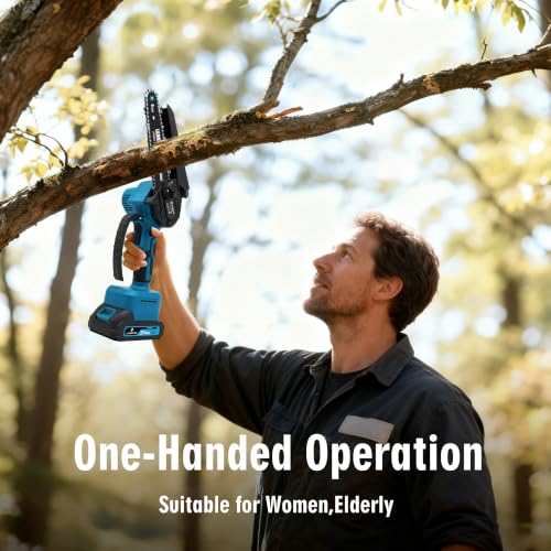 Mini Chainsaw Cordless 6 Inch Electric Chainsaw pruning saw Battery Powered Handheld Portable Chain Saw With 2 Batteries/Automatic Oiler for Tree Trimming Wood Cutting Pruning Garden, Black - size: 6 inch(Black)