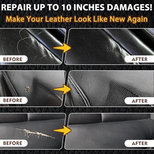 Vigorder Leather Repair Kit for Furniture, Vinyl Repair Kit for Furniture, Sofa, Jacket, Purse – Super Easy Instructions to Fix Scratches, Tears, Holes, and Peeling (Black) - color: Black