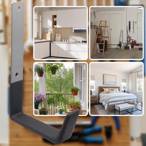 Bivethoi Heavy Duty Steel Hooks, 2 Pack | Garage Storage Utility Hooks, Garden Tool Organizer, Wall Mount, Small U Hooks