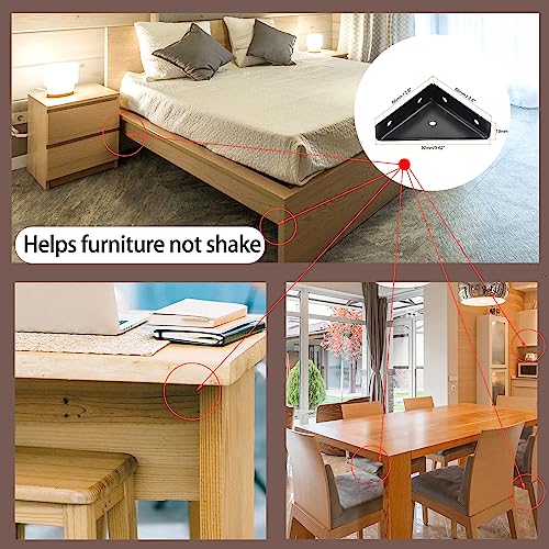 4 Pcs Trapeziform Angle Brackets, Shelf Brackets Heavy Duty Triangular Bracket Fastener, Cold Rolled Steel Braces Joining Support for Desk Bed Edge (Black), SJ2-WDQ-4P - color: 4Pcs M:5.5 x 4.2 x 1.6 Black
