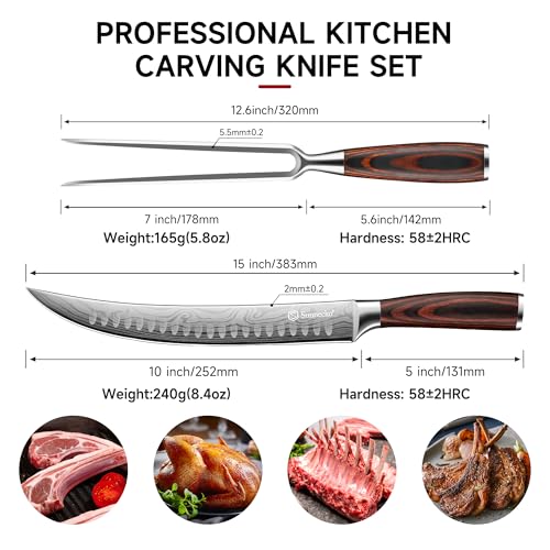 Sunnecko Butcher Knife & Meat Fork Set for BBQ Meat Slicing - color: 10 inch Butcher Knife with Meat Fork