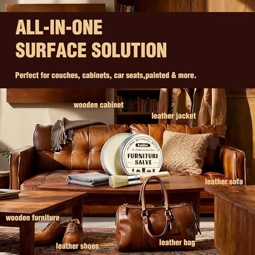 Leather & Furniture Repair Salve 2 Pack, Furniture Salve with Brush for Leather Wood, Leather Conditioner Help Prevent Cracking or Fading - size: 2 Pack