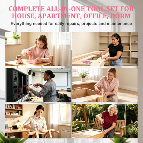 WINNER 150-Piece Pink Color All-Purpose Household Tool Kit in Toolbox Case - size: 150-Pc. Pink Tool Kit