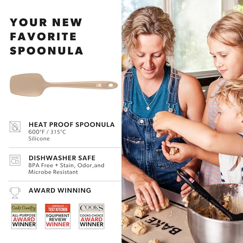 DI ORO Silicone Spoonula - Spoon Spatula, 600F Heat Resistant, Clay - color: Clay