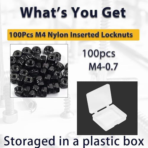 M4 Locknuts Nylon Inserted Tiny Nut for RC Cars 3D Printer - size: M4 (100PCS)
