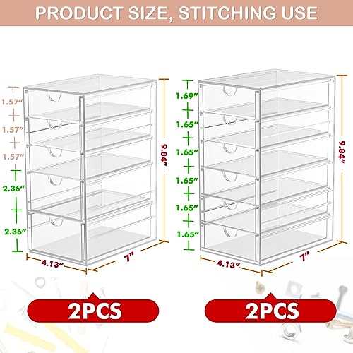 caktraie 4-Pack 22-Drawer Acrylic Storage & Makeup Organizer for Desk - size: 22 Drawers
