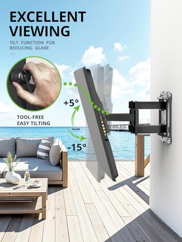 Outdoor TV Wall Mount for 47-90" TVS, Full Motion Weatherproof TV Bracket - size: For 47" to 90" TVs