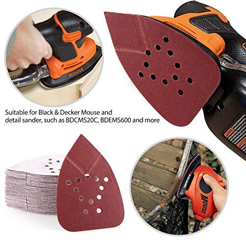 LotFancy Sanding Pads for Black and Decker Mouse Sanders, 120 Grit 12 Hole, 50PCS, Palm Detail Sander Sandpaper, Hook and Loop Sanding Sheets Sand Paper - size: 120 Grit