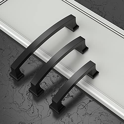 Asidrama 10 Pack 3.75 Inch(96mm) Matte Black Kitchen Cabinet Handles, Cabinet Pulls Kitchen Cabinet Hardware for Cupboard Drawer Pulls - color: Matte Black, size: 3.75" Hole Center, style: 10 Pack
