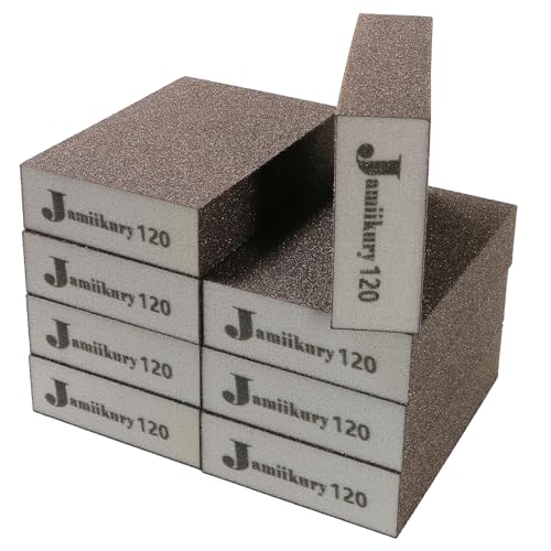 8Pcs 120 Grit Sanding Blocks, Jamiikury Fine Sanding Sponge Washable and Reusable, Wet Dry Sandpaper Sponge for Wood Metal FurniturePaint and Drywall - size: 120 Grits