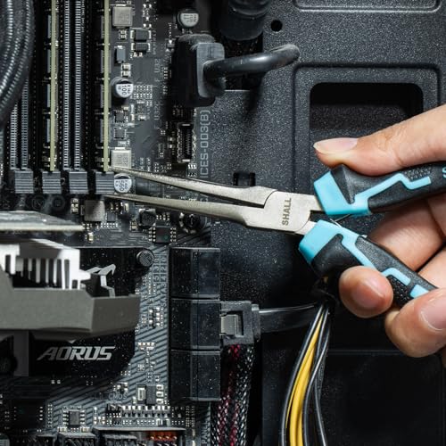 SHALL 6" Mini Needle Nose Pliers Set, 2PCS Long Nose Pliers & Bent Nose Pliers with Comfort Grip Handles, Non-Serrated Small Needle Nose Pliers for Jewelry Making, Bending Wire, Crafts, Home Repair - size: 2PCS 6"