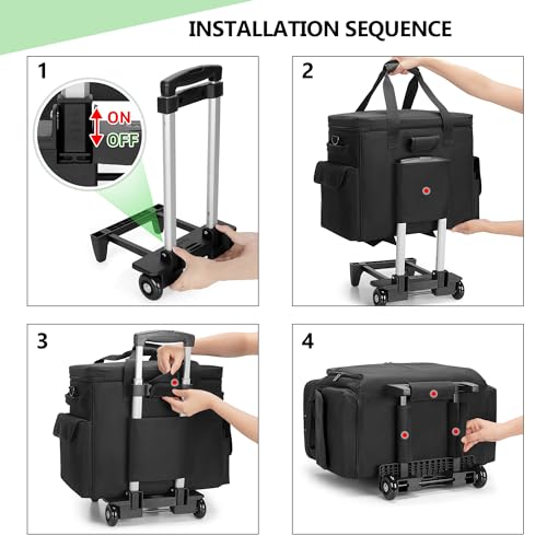 Trunab Rolling Teacher Bag with Expandable File Pocket Detachable Trolley | Teacher Tote Bag with Wheels for up to 15.6 Inches Laptop (Patented Design) - color: Black