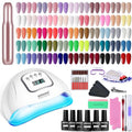 JODSONE 60 Pcs Gel Nail Polish Kit with U V Light Nail Drill 55 Colors | Base Top Matte Coat Professional Gel Manicure Kits Soak Off Manicure Salon DIY at Home Gifts for Women - color: B33