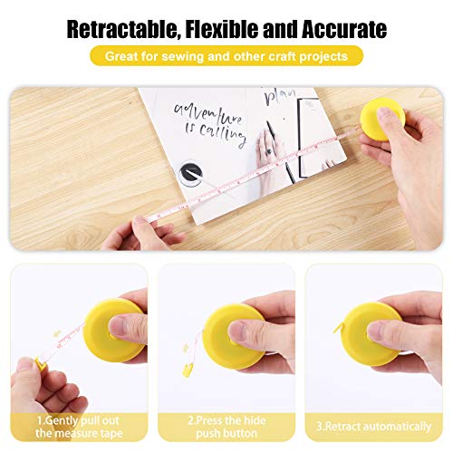 Tape Measures Retractable, Fabric Measuring Tape, 60 Inch Small Sewing Tape Measure for Craft Nursing Medical Travel(3 Pack/Blue Yellow Red) - color: Blue, Yellow, Red