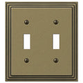 AMERELLE 84TTRB Steps Double Toggle Cast Metal Wallplate in Rustic Brass - color: Rustic Brass, size: 2 Toggle