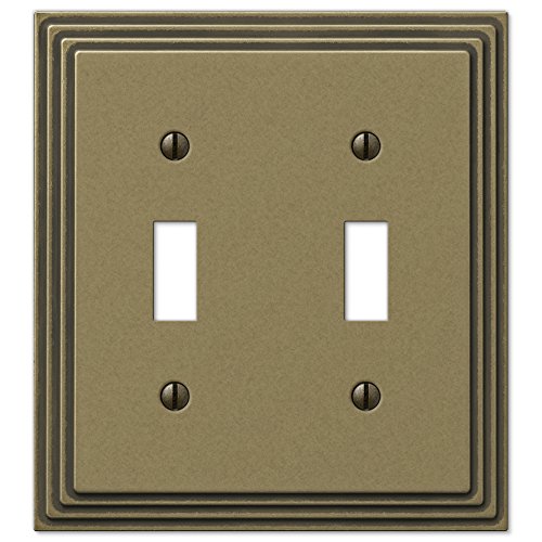 AMERELLE 84TTRB Steps Double Toggle Cast Metal Wallplate in Rustic Brass - color: Rustic Brass, size: 2 Toggle
