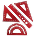 4 Pcs Triangular Ruler Set, Aluminum Alloy, Red - color: Red
