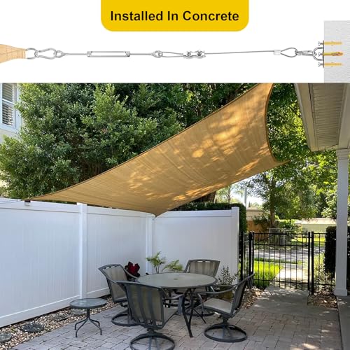 HYASIA Shade Sail Hardware Kit with Wire Ropes, 304 Stainless Steel Heavy-Duty Rustproof Turnbuckles, Hardware for Triangle Rectangle Square Sun Shade Sails, Ideal for Patios Gardens Lawns Outdoor