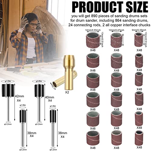Shimeyao 890 Pieces Sanding Drum Set for Drum Sander
