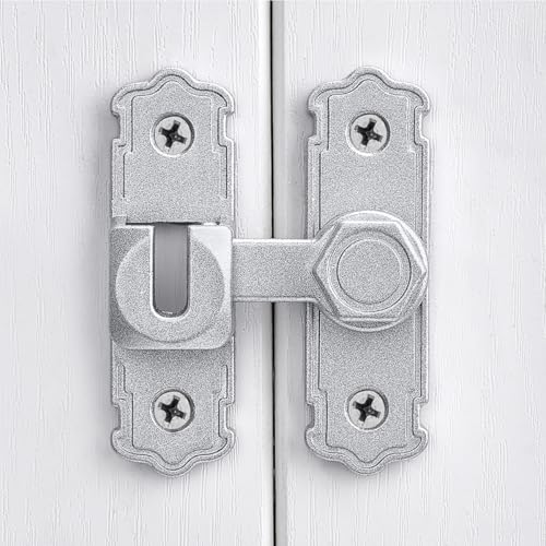 Silvery 90/180 Degree Barn Door Latches,Aluminum Alloy Flip Latch - color: Silvery