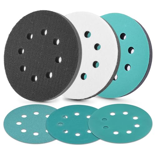 WORKPRO 5 Inch Orbital Sander Interface Pads and Sanding Discs - style: 3 Pads + 3 Sandpapers
