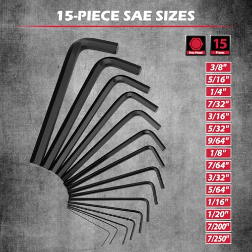 41-Piece Hex Key Allen Wrench Set, L Shape Hex and Torx Key Wrenches with Torque Handle | SAE(0.028"-3/8") | Metric(0.7mm-10mm) | Torx(T9-T50) in 3-Layer Storage Case, Heat Treated Cr-V Steel - style: 41-Piece Set (New Version)