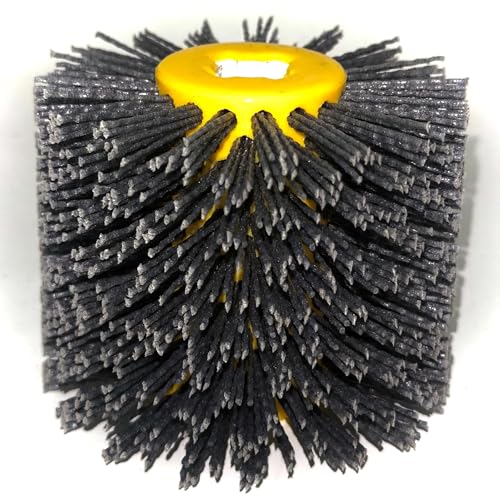 Professional Abrasive Nylon Drawing Wheel Drum Burnishing Brush – Ideal for Wooden Polishing | Durable 60 Grit Black | 1 Pack - size: 60 Grit, Black