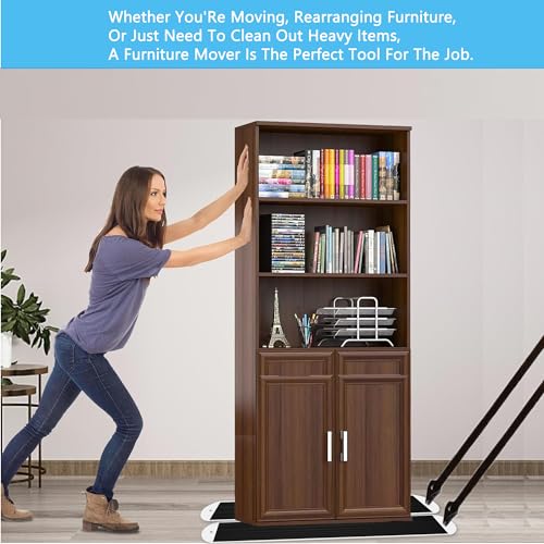 2 Pcs Large Appliance Slider with Pull Strap,Pull Furniture Slides,Moving Furniture Gliders Heavy Duty Sliding Sheet for Moving Heavy Furniture,Cabinets,Safes on Carpet and Hardwood Floor - size: 6.7" X 48" black