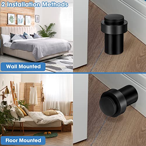 Chumia 10 Pcs Floor Mounted Door Stopper Stainless Steel,Black - color: Black