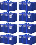 ukeetap 8 Pack Extra Large Clothes Storage Bins with Lids, Moving Bags,Blue - color: Blue, size: 8 Pack