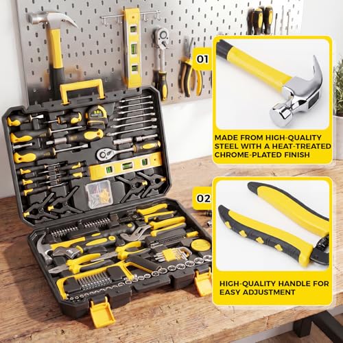 KELIN 155PCS Household Tool Set with Toolbox Ratcheting Screwdriver Sockets