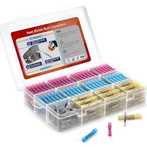 Heat Shrink Wire Butt Connector Kit Marine Waterproof Crimp Splice Terminal - size: 380 PCS