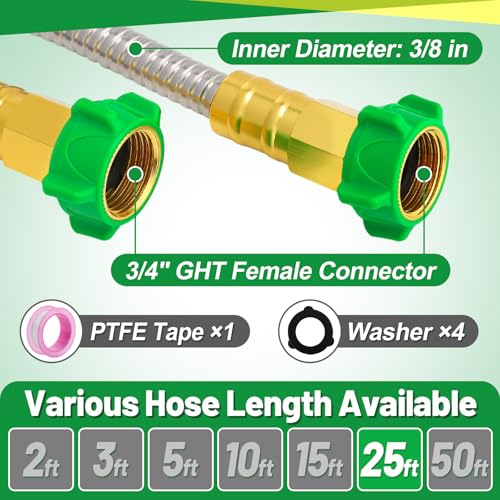 Garden Hose with Female to Female Connector, 25ft - size: 25ft