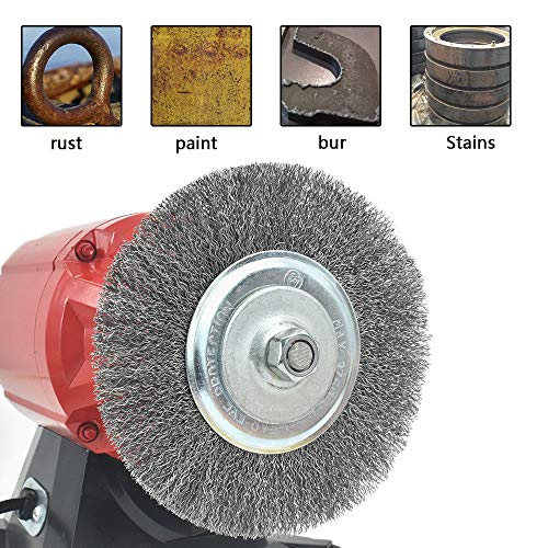 6in Wire Wheel Brush for Bench Grinder, Coarse Crimped Steel Wire 0.012" with 1/2" & 5/8" Arbor for Rust Removal - 2pack - style: 6in 2pcs