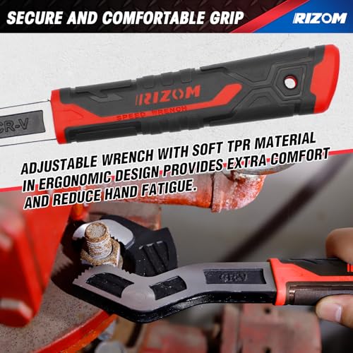 Rizom Pipe Wrench Set, 6” 8” 10” Self Adjusting Wrench, Plumbers Wrench with Self Tightening Function for 9/32”-1 3/8” (7-35mm) Pipe Fittings and Nuts - color: Red