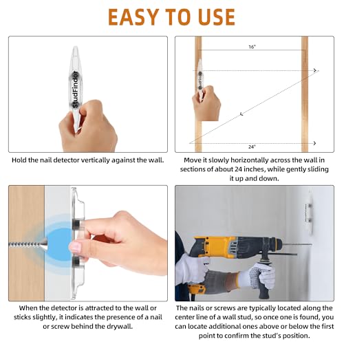 (2-Pack) Calvana Upgraded Magnetic Stud Finder - No Battery Wall Scanner with Extra Powerful Magnets for Deep Detection on Wood & Metal Studs in Drywall, Not for Plaster Walls
