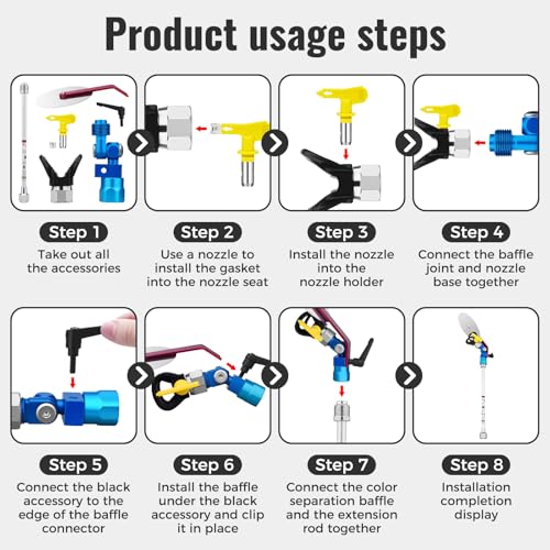 Airless Spray Gun Paint Edger Guide Edge Spray Tool Paint Accessory Extension Airless Paint Sprayer Nozzle 517 Tip 12 Inch Extension Pole(Comes with a Black Storage Box)