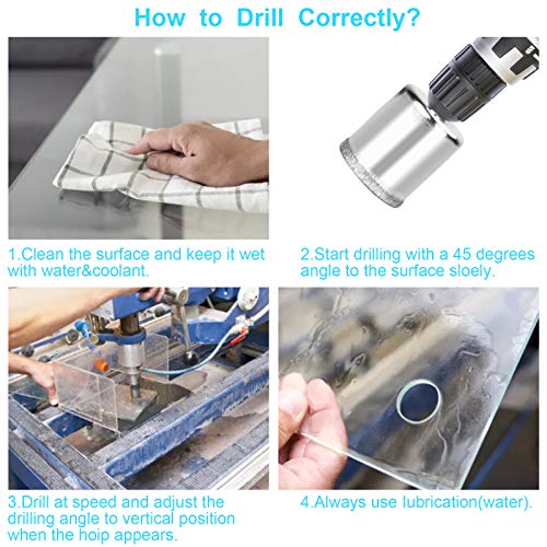 15 Pcs Diamond Drill Bits for Ceramic, Diamond Hole Saw Drill Bit Set Kit, Premium Glass Drill Bit for Bottles,Pots, Marble, Granite Stone, Tile Cutting 0.23 Inch - 2 Inch（6mm - 50mm） YLYL (Pack of 2) - size: 0.23 Inch - 2 Inch（6 mm - 50 mm） (Pack of 2)