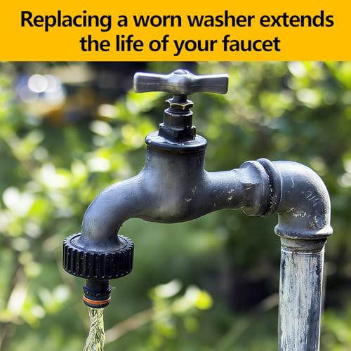 114-Piece 12 Sizes Faucet Washers Assorted Kit - Outdoor Spigot Repair Kit for Hose Bib, Water Valve - Flat & Beveled Faucet Rubber Washer Assortment, Brass Bibb Screws - size: 12