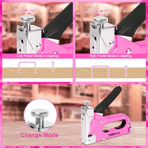 THINKWORK 3-in-1 Light Pink Staple Gun for Upholstery & Wood DIY - color: Light Pink