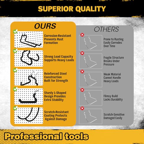 ELEAD 28-Piece Pegboard Hooks with Extension Straps, Heavy Duty Organizer Pegboard Accessories Fit for 1/4" Pegboard, Peg Board Tool Utility Hangers for Power Tool, Drill, Bag, Cord - style: 28-Piece